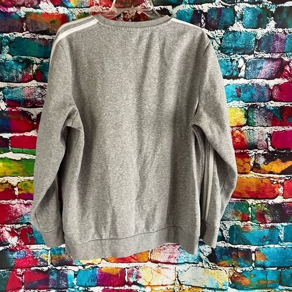 Adidas Gray White Pullover Crew Neck Sweatshirt Size 2XL - Picture 2 of 5